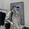 Waffle-Knit Loose Fit Half-Sleeve Tee