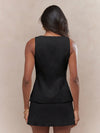 Square Neck Button Vest & Mini Skirt Co-Ord Set
