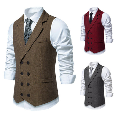 Retro Herringbone Tweed Vest