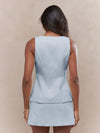 Square Neck Button Vest & Mini Skirt Co-Ord Set