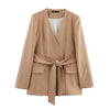 Padded Shoulder Belted Suit Set
