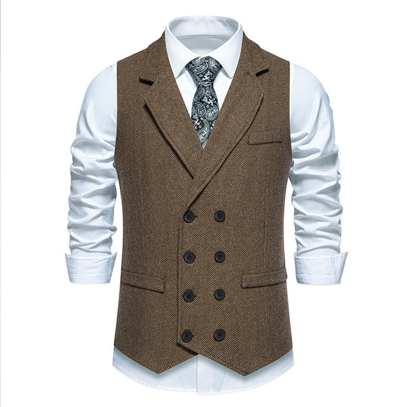 Retro Herringbone Tweed Vest